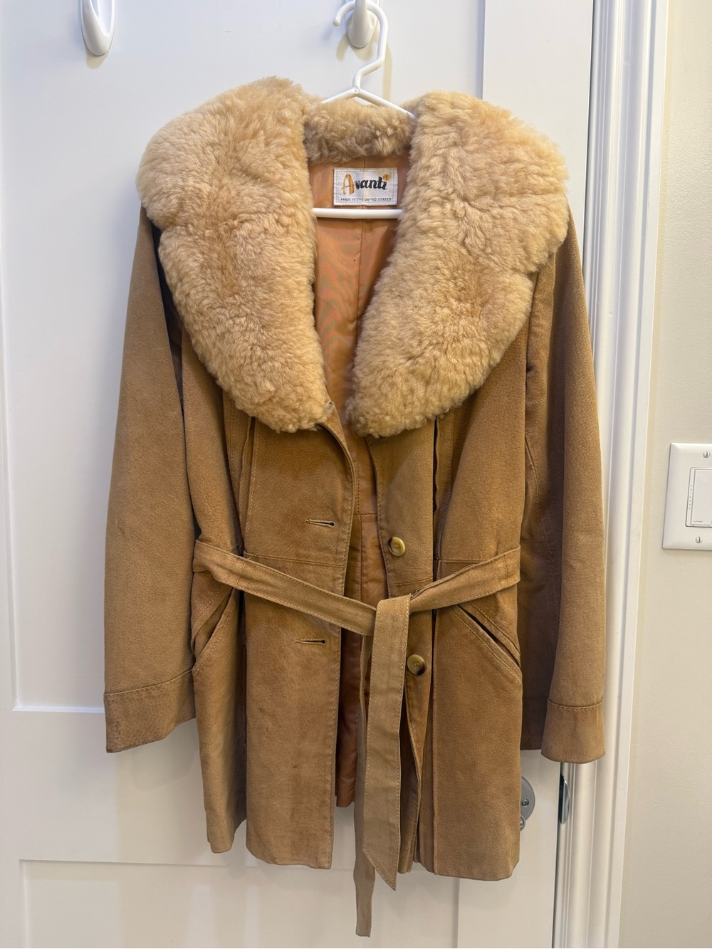 Vintage Avanti Genuine Suede and Shearling Collared Penny Lane Inspired Coat